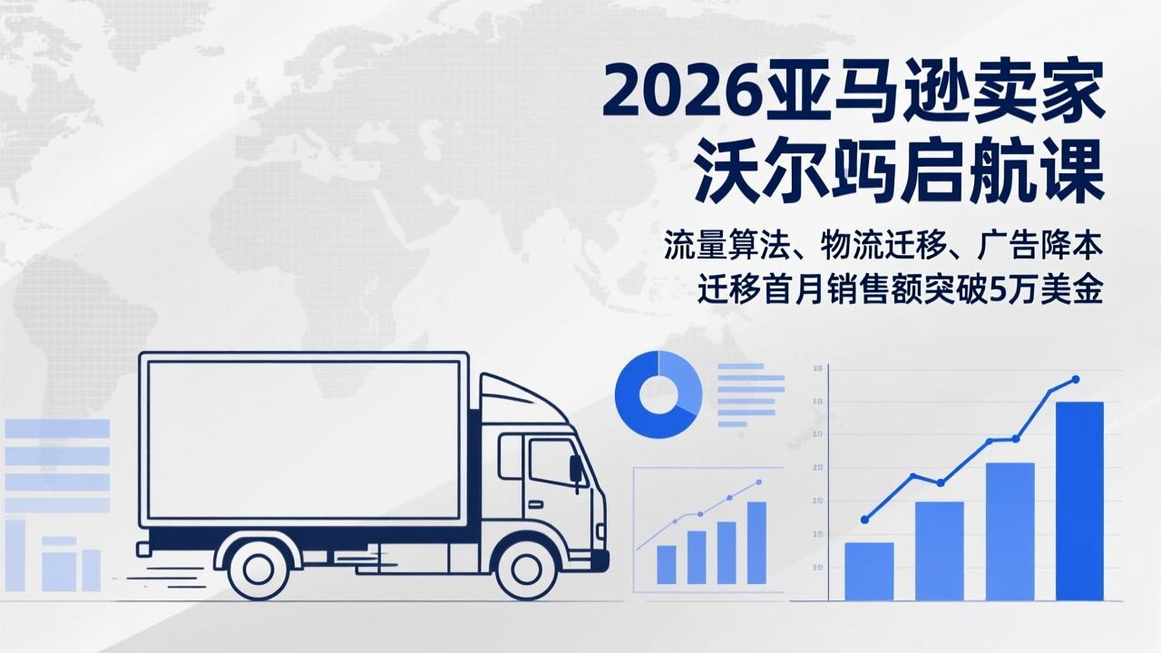 2026亚马逊卖家沃尔玛启航课，流量算法、物流迁移、广告降本，迁移首月销售额突破5万美金-鸿图网创