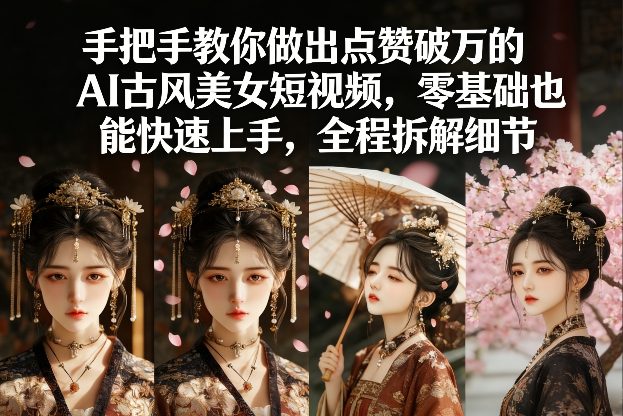手把手教你做出点赞破万的AI古风美女短视频,零基础也能快速上手,全程拆解细节-鸿图网创