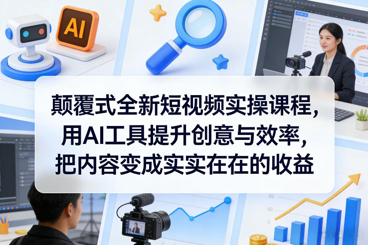 颠覆式全新短视频实操课程,用AI工具提升创意与效率,把内容变成实实在在的收益-鸿图网创