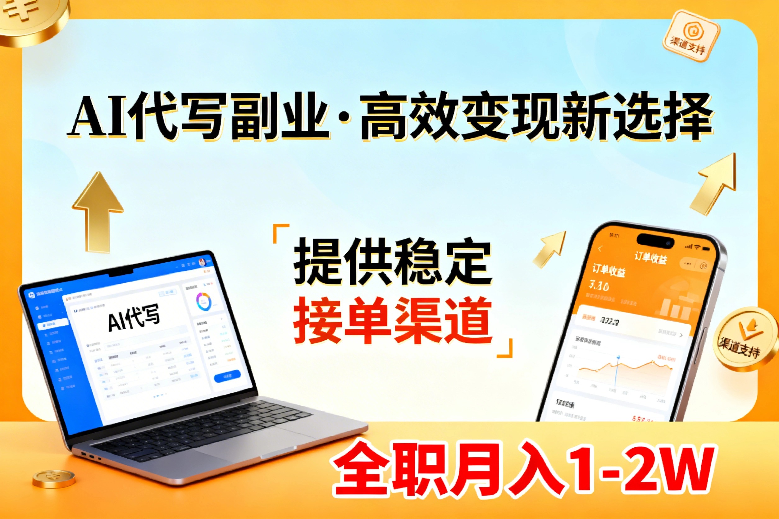 AI代写副业，高效变现，提供渠道，永不失业副业兼职 全职月入1-2W【SOP手册】-鸿图网创