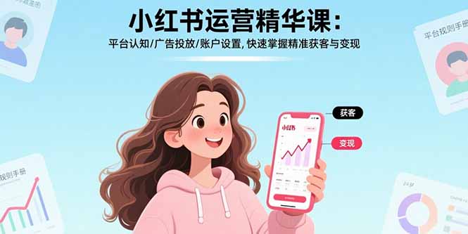 小红书运营精华课-更新：平台认知/广告投放/账户设置,快速掌握精准获客与变现-鸿图网创