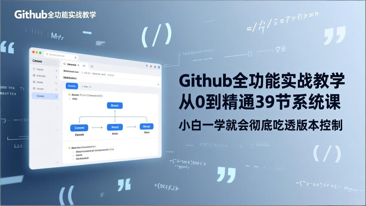 GitHub-全功能实战教学，从0到精通39节系统课，小白一学就会彻底吃透版本控制-鸿图网创