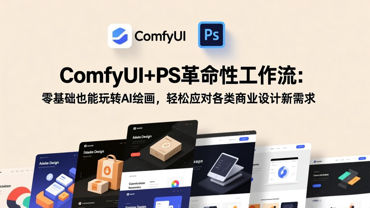 ComfyUI+PS革命性工作流：零基础也能玩转AI绘画，轻松应对各类商业设计新需求-鸿图网创