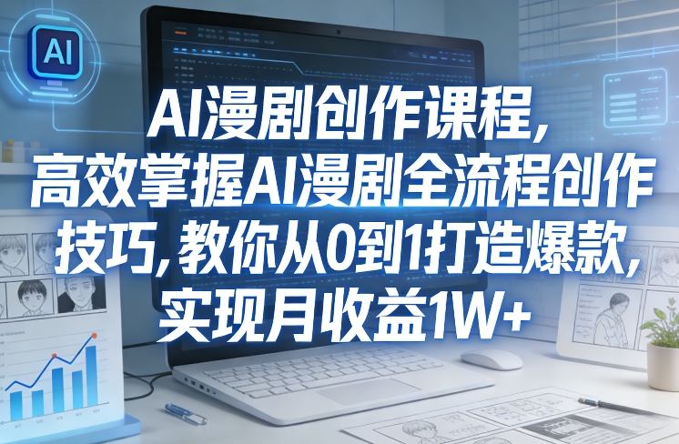 某社群AI漫剧创作课程，高效掌握AI漫剧全流程创作技巧，教你从0到1打造爆款，实现月收益1W+-鸿图网创