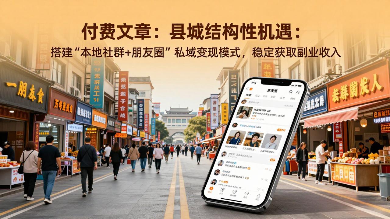 付费文章:县城结构性机遇:搭建“本地社群+朋友圈”私域变现模式,稳定获取副业收入-鸿图网创