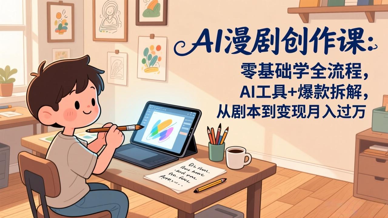 AI漫剧创作课:零基础学全流程,AI工具+爆款拆解,从剧本到变现月入过万-鸿图网创