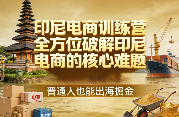 印尼电商训练营，全方位破解印尼电商的核心难题，普通人也能出海掘金-鸿图网创