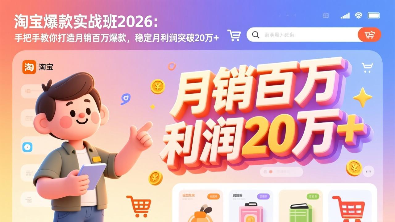 淘宝爆款实战班-2026年3月更新：手把手教你打造月销百万爆款，稳定月利润突破20万+-鸿图网创