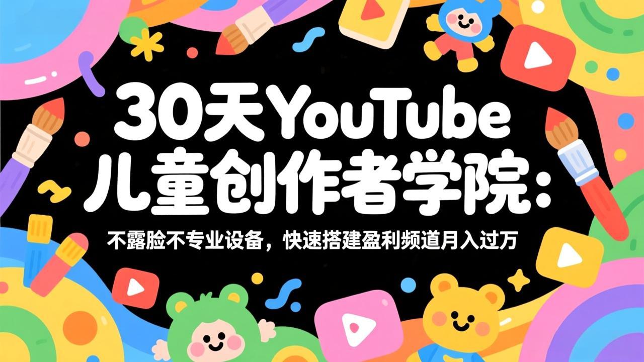 30天YouTube儿童创作者学院:不露脸不专业设备,快速搭建盈利频道月入过万-鸿图网创