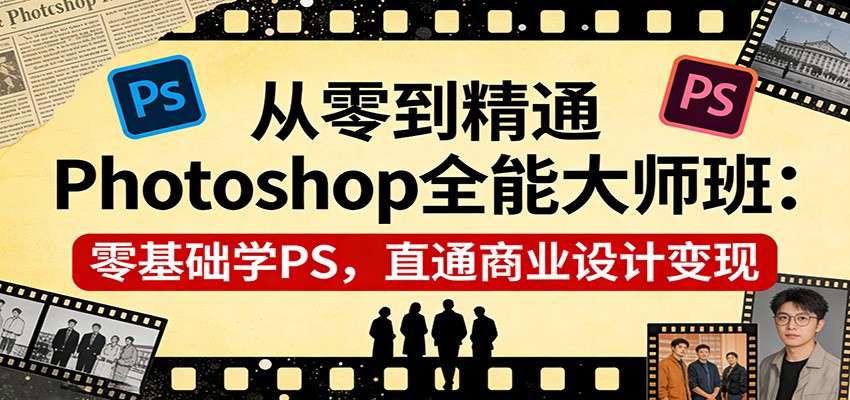 从零到精通Photoshop全能大师班：零基础学PS，直通商业设计变现-鸿图网创
