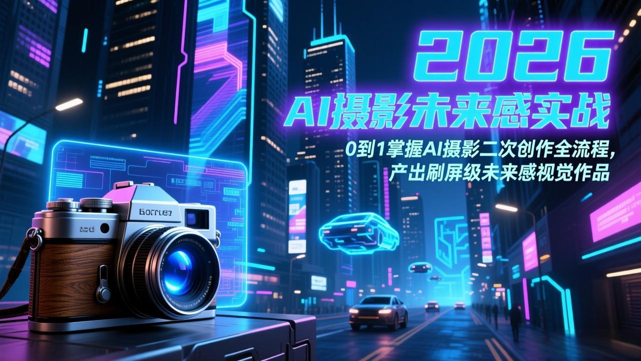 2026 AI摄影未来感实战：0到1掌握AI摄影二次创作全流程，产出刷屏级未来感视觉作品-鸿图网创