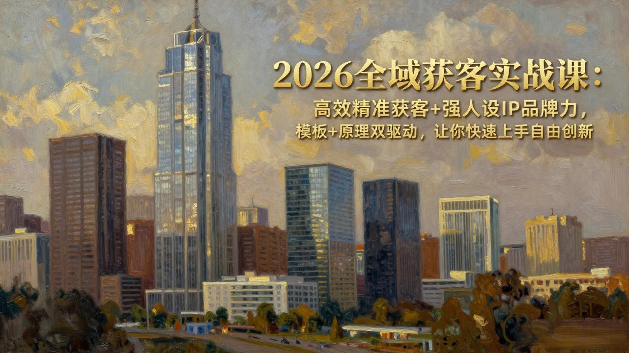 2026全域获客实战课:高效精准获客+强人设IP品牌力,模板+原理双驱动,让你快速上手自由创新-鸿图网创