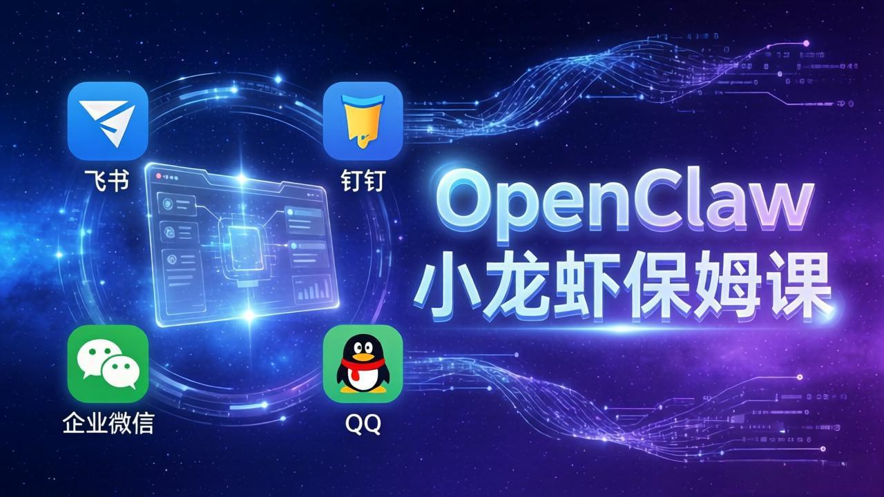 OpenClaw小龙虾保姆课: Windows/macOS/Linux/Docker全系统安装,飞书+钉钉+企业微信+QQ 全接入-鸿图网创