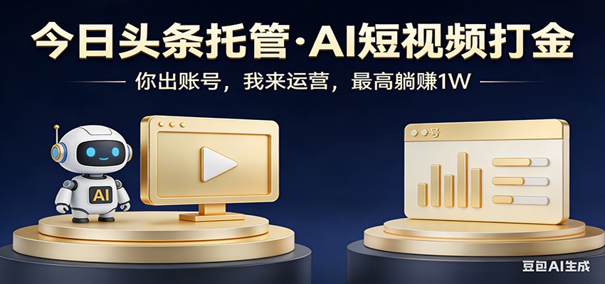 头条号AI托管,我提供作品,你提供账号,每天5分钟发布,小白躺赚3000+-鸿图网创