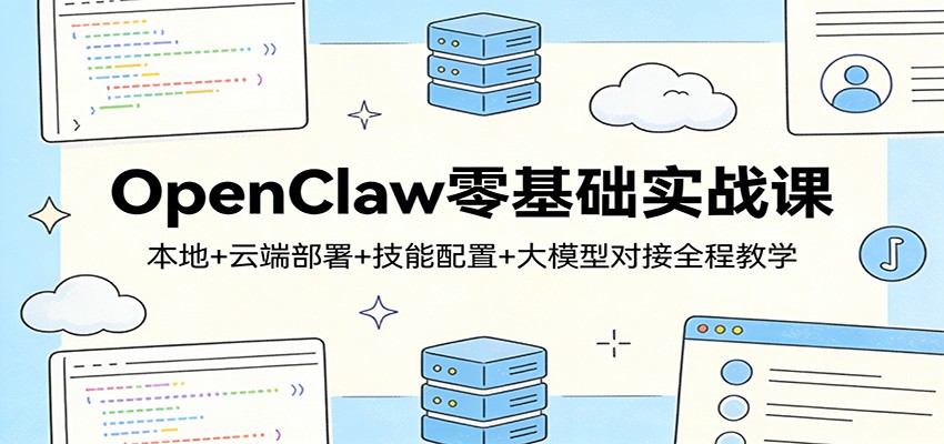 OpenClaw零基础实战课:本地+云端部署+技能配置+大模型对接全程教学-鸿图网创