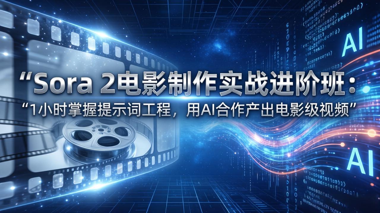 Sora 2电影制作实战进阶班：1小时掌握提示词工程，用AI合作产出电影级视频-鸿图网创