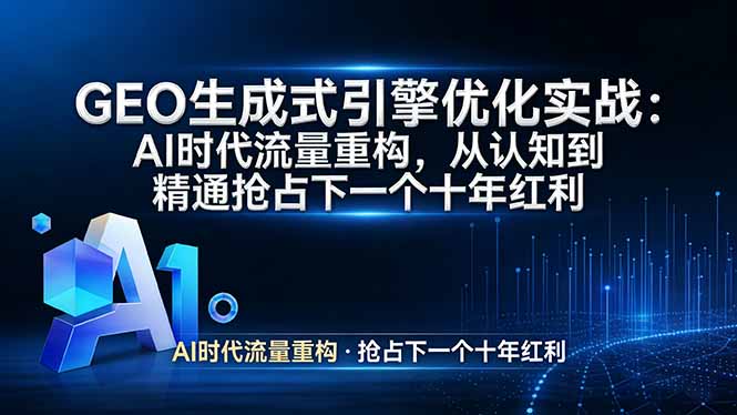 GEO 生成式引擎优化实战：AI时代流量重构，从认知到精通抢占下一个十年红利-鸿图网创