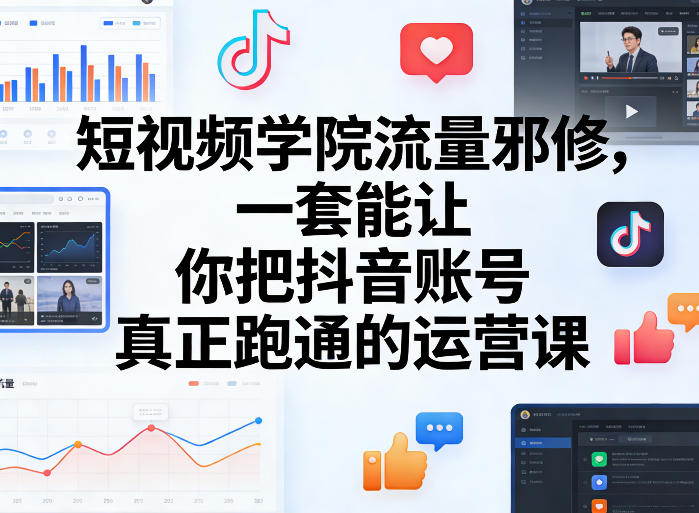 短视频学院流量邪修，一套能让你把抖音账号真正跑通的运营课-鸿图网创