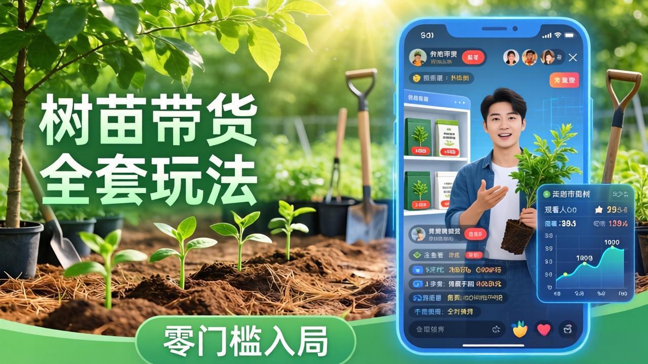 视频号AI树苗带货全套玩法:零门槛入局,掌握豆包、千问等AI工具制作树苗视频的全套流程-鸿图网创
