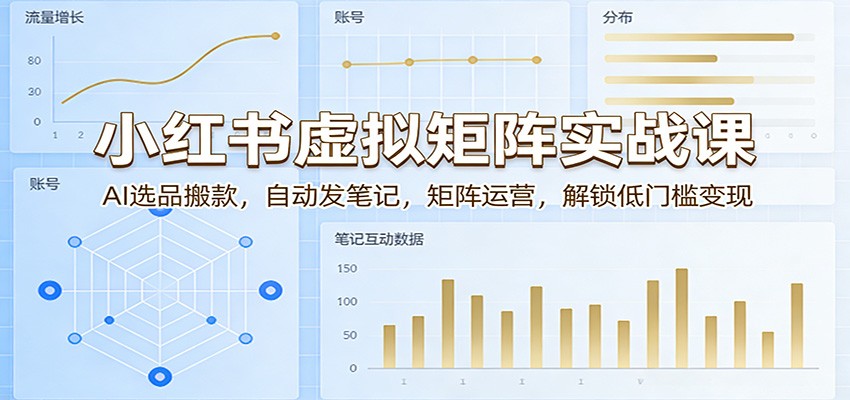 小红书虚拟矩阵实战课：AI选品搬款，自动发笔记，矩阵运营，解锁低门槛变现-鸿图网创