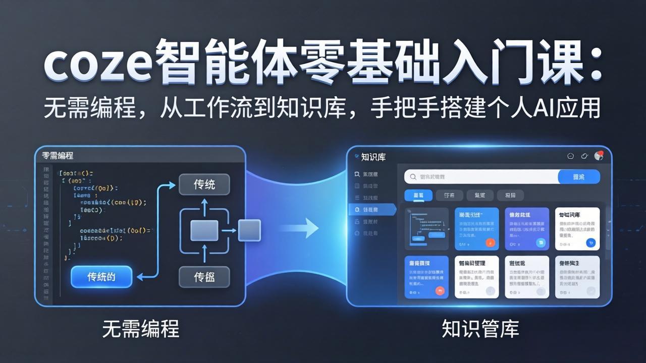 coze智能体零基础入门课：无需编程，从工作流到知识库，手把手搭建个人AI应用-鸿图网创