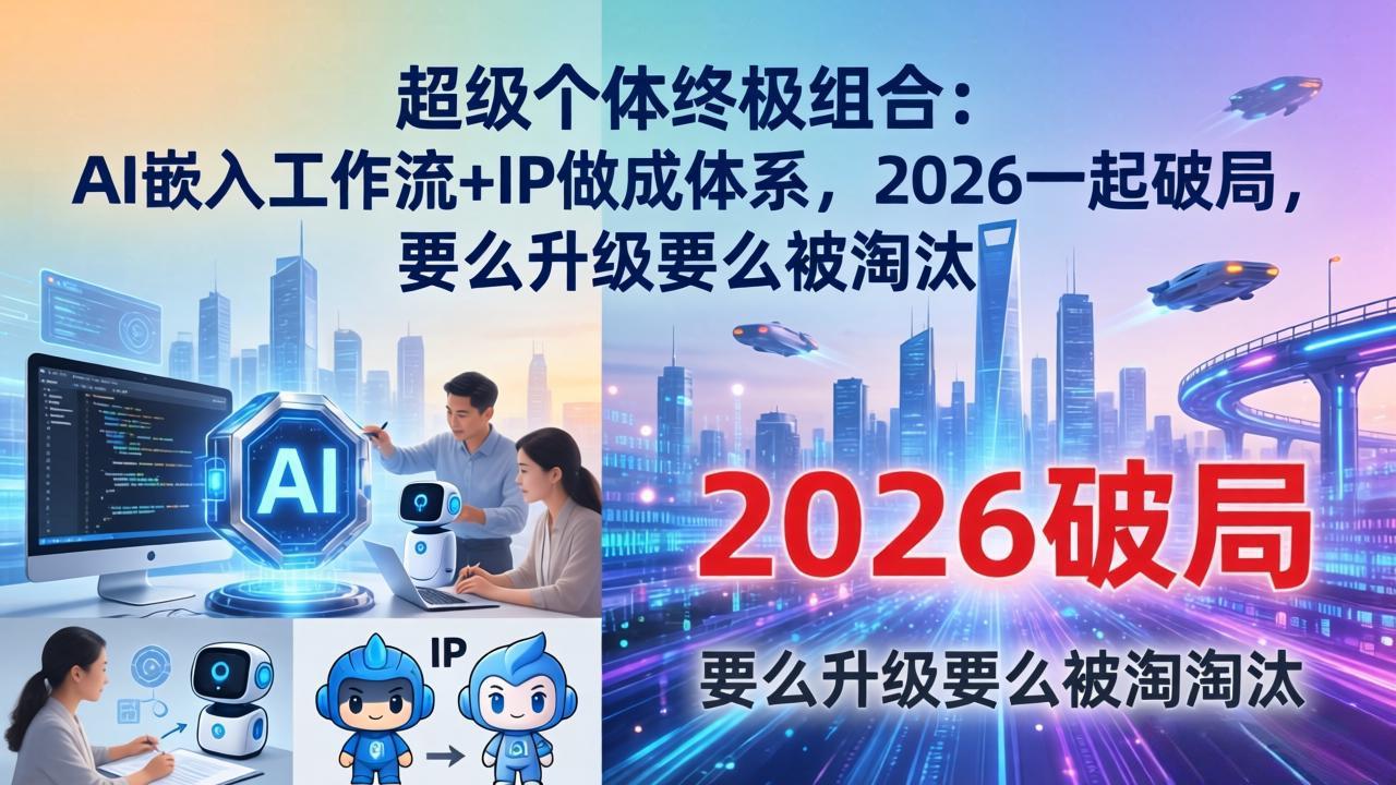 超级个体终极组合:AI嵌入工作流+IP做成体系,2026一起破局,要么升级要么被淘汰-鸿图网创