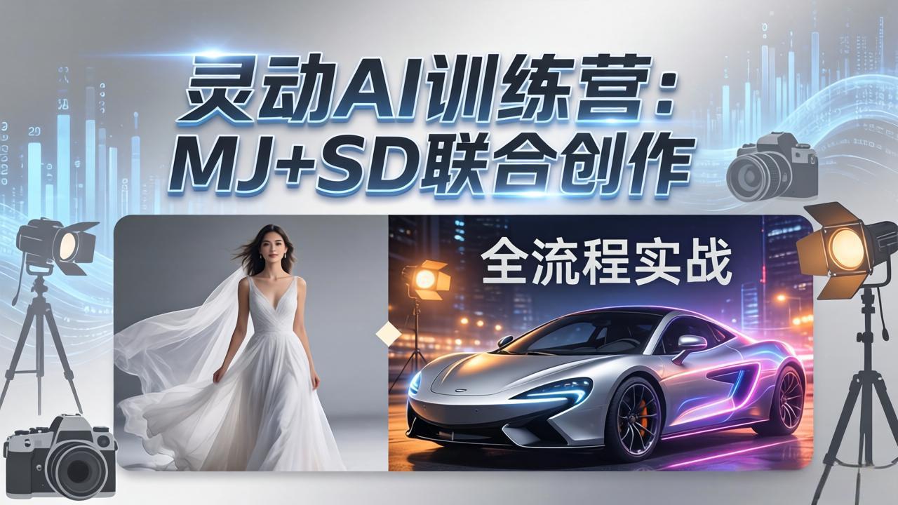 灵动AI训练营-3.0课程:MJ+SD联合创作,从婚纱大片到汽车广告,摄影后期全流程实战-鸿图网创