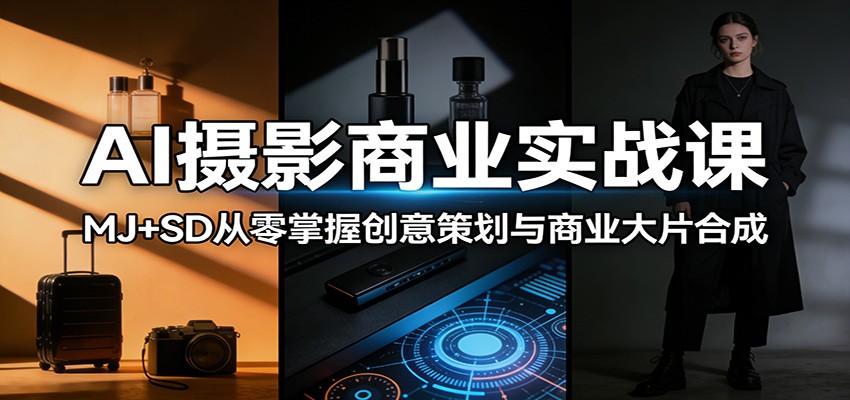 AI摄影商业实战课：MJ+SD从零掌握创意策划与商业大片合成-鸿图网创