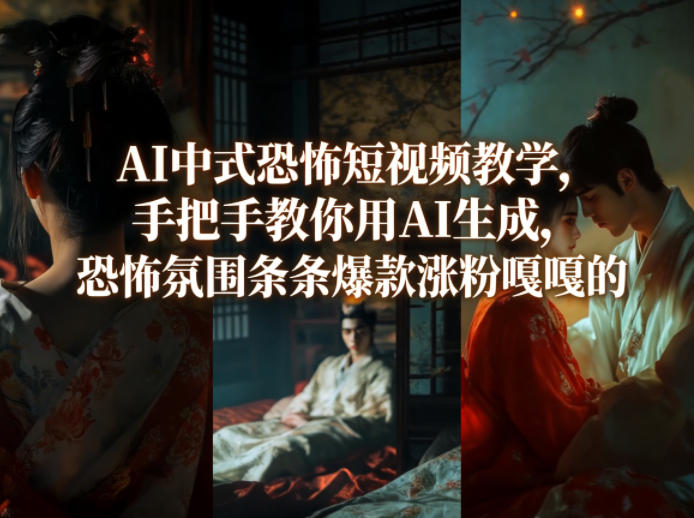AI中式恐怖短视频教学，手把手教你用AI生成，恐怖氛围条条爆款涨粉嘎嘎的-鸿图网创
