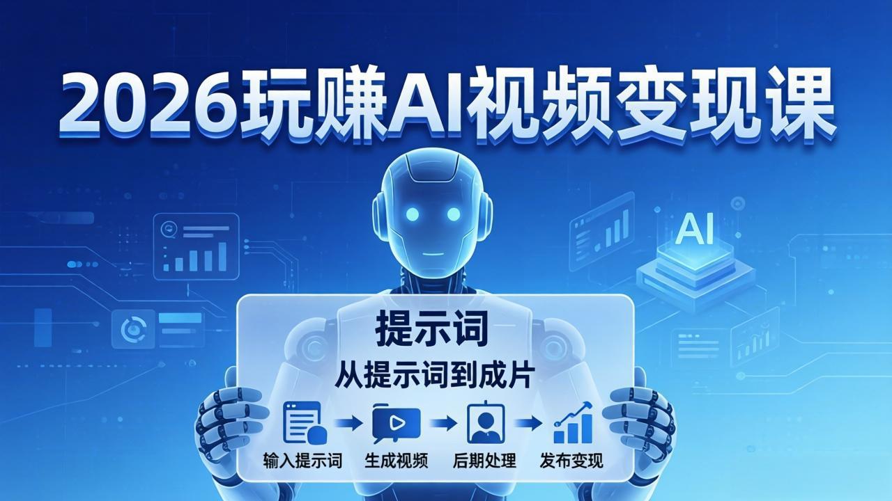 2026玩赚AI视频变现课：掌握 AI 视频全流程技能，从提示词到成片高效产出-鸿图网创