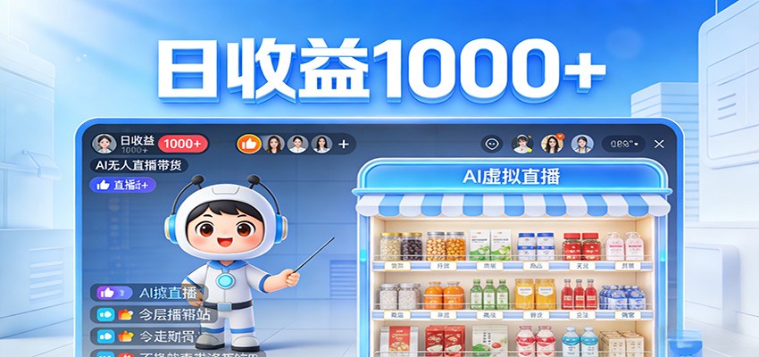 不用露脸不用说话，24小时自动卖货赚钱，全天自动直播，收益看得见-鸿图网创