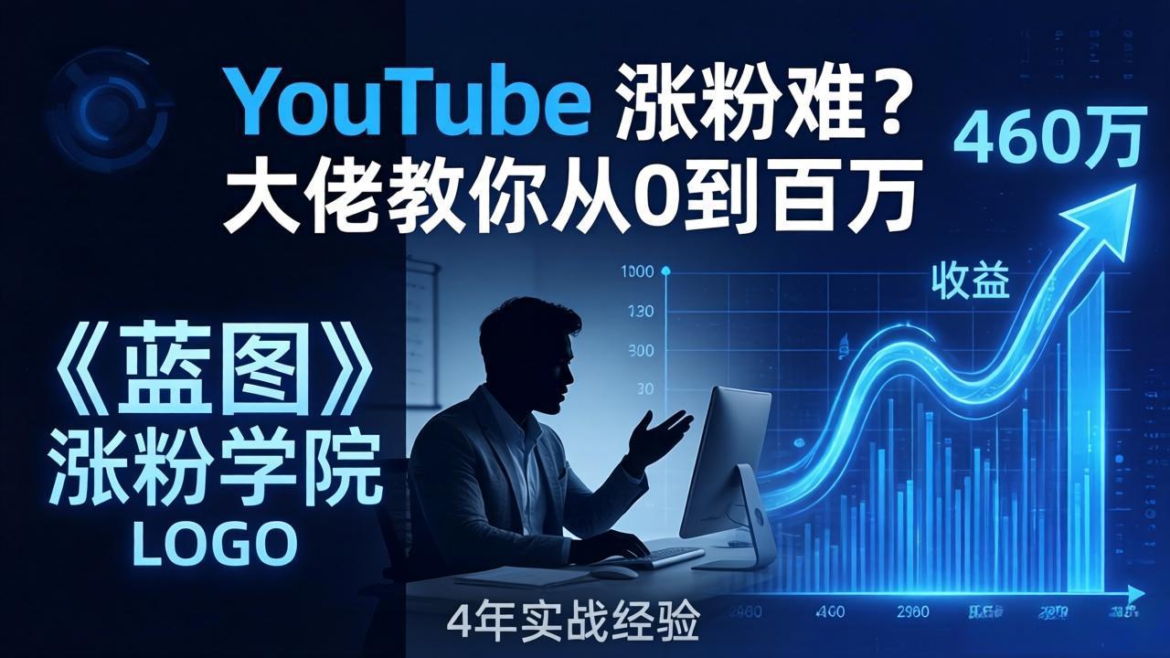 YouTube 涨粉难？《蓝图涨粉学院》：4 年赚 460 万的大佬教策略，从0到百万有路径！-鸿图网创