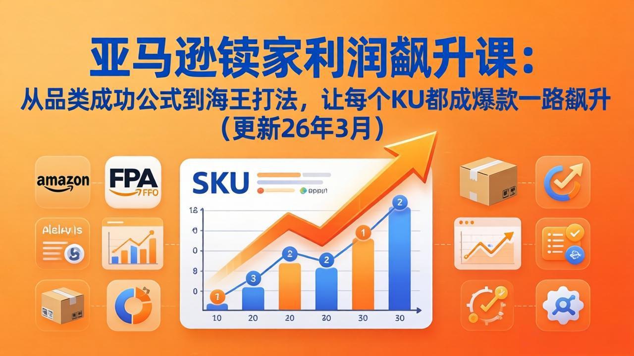亚马逊卖家利润飙升课：从品类成功公式到海王打法，让每个SKU都成爆款一路飙升(更新26年3月-鸿图网创
