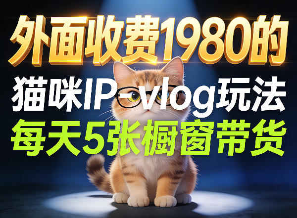 宠物赛道猫咪IP-vlog玩法，26条视频涨粉29W，每天5张橱窗带货拆解-鸿图网创