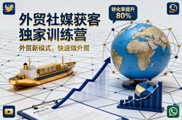 外贸社媒获客独家训练营,外贸新模式,快速做外贸(更新26年3月)-鸿图网创