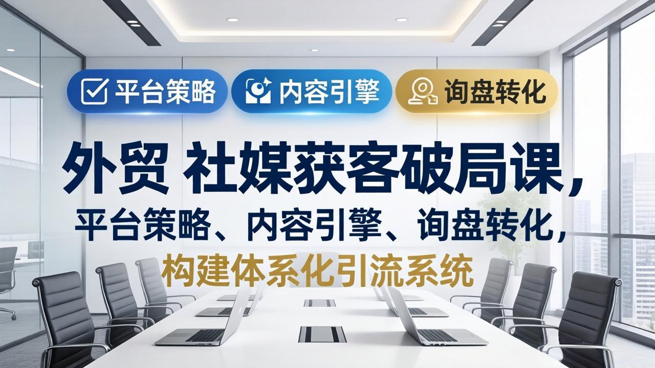外贸 社媒获客破局课，平台策略、内容引擎、询盘转化，构建体系化引流系统(更新26年3月-鸿图网创