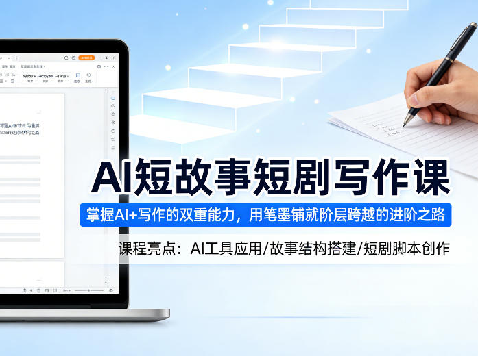 AI短故事短剧写作课，掌握AI+写作的双重能力，用笔墨铺就阶层跨越的进阶之路-鸿图网创