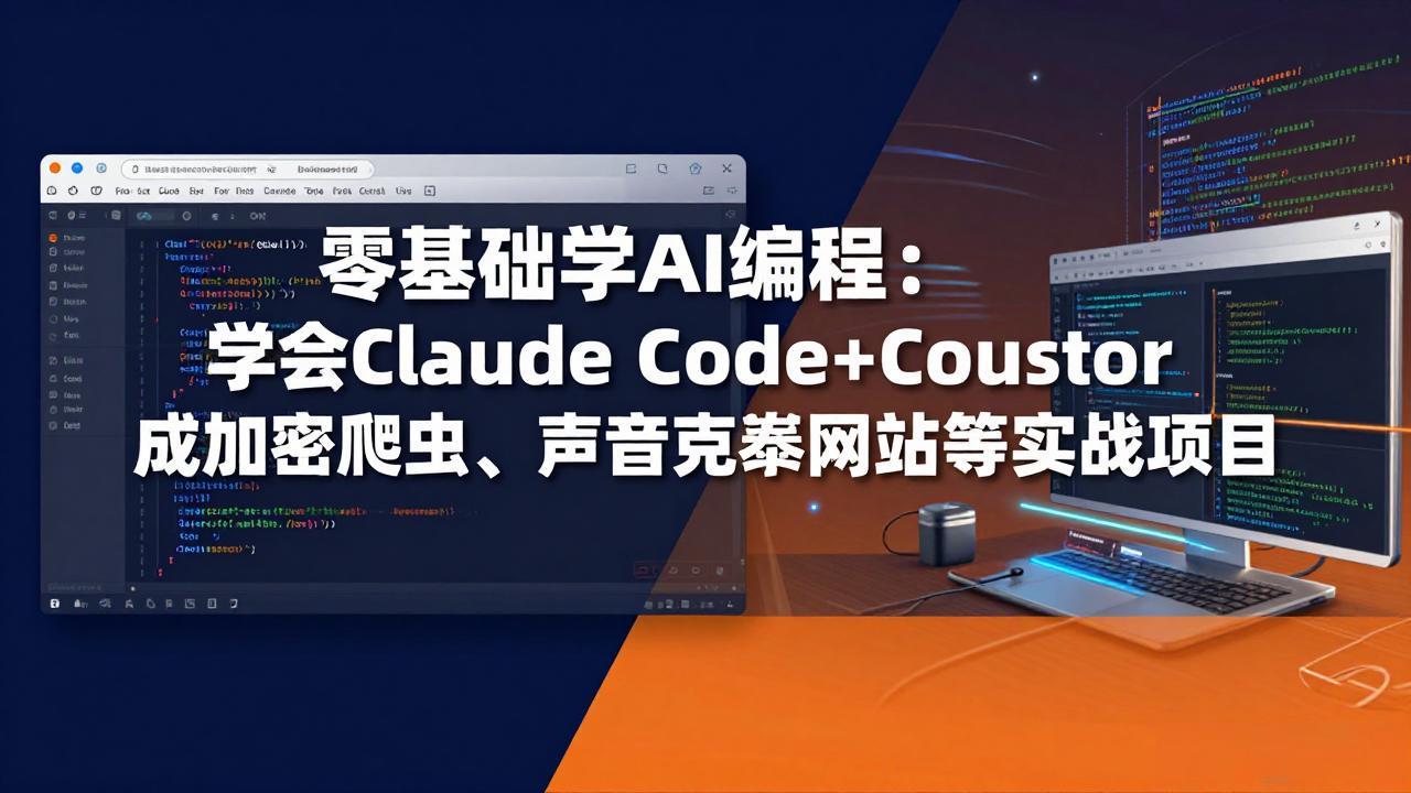 零基础学AI编程:学会Claude Code+Cursor完成加密爬虫、声音克隆网站等实战项目-鸿图网创