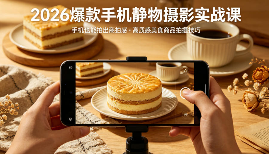 2026爆款手机静物摄影实战课,手机也能拍出商拍感,学会拍出高质感美食商品-鸿图网创