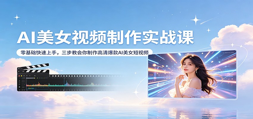 AI美女视频制作实战课：零基础快速上手，三步教会你制作高清爆款AI美女短视频-鸿图网创
