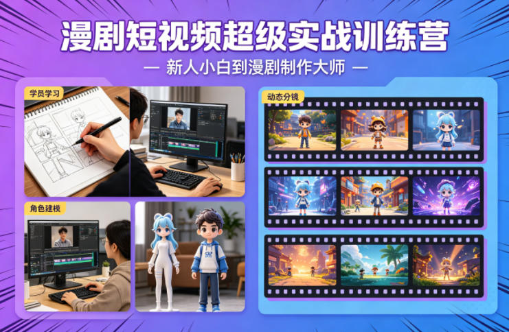 漫剧短视频超级实战训练营,新人小白到漫剧制作大师-鸿图网创