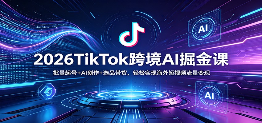 2026TikTok跨境AI掘金课:批量起号+AI创作+选品带货,轻松实现海外短视频流量变现-鸿图网创