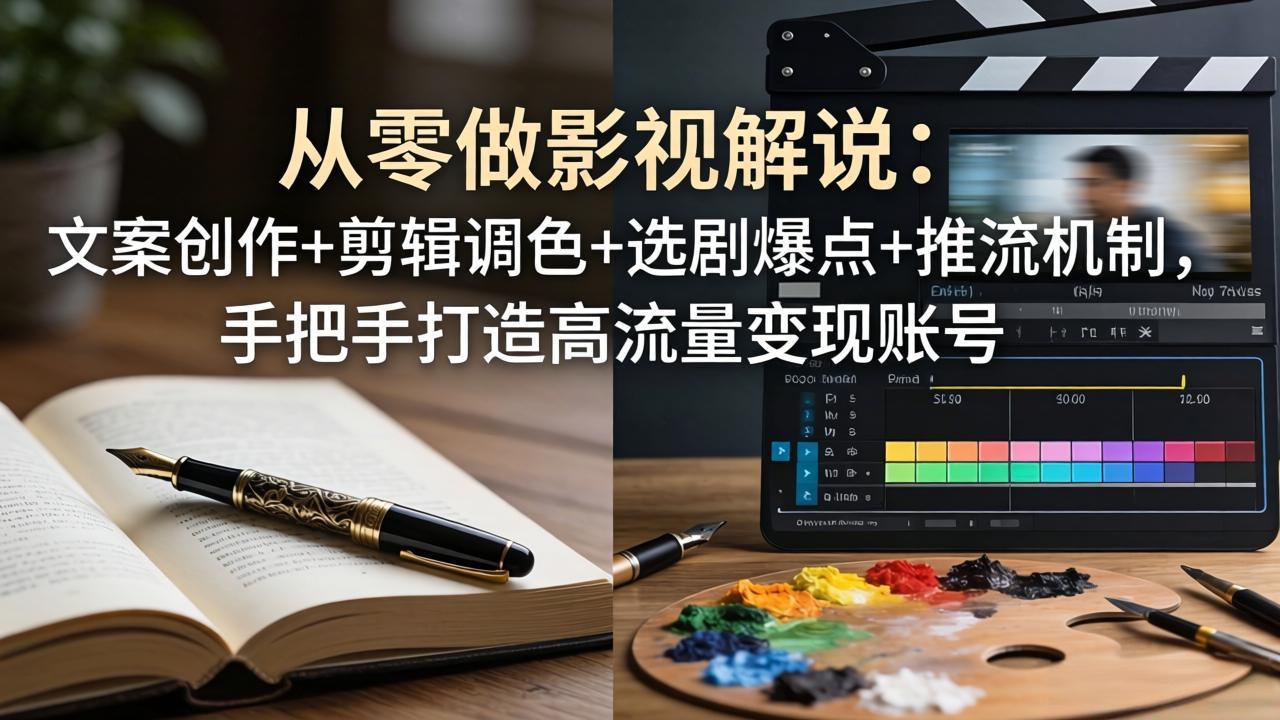 从零做影视解说：文案创作+剪辑调色+选剧爆点+推流机制，手把手打造高流量变现账号-鸿图网创