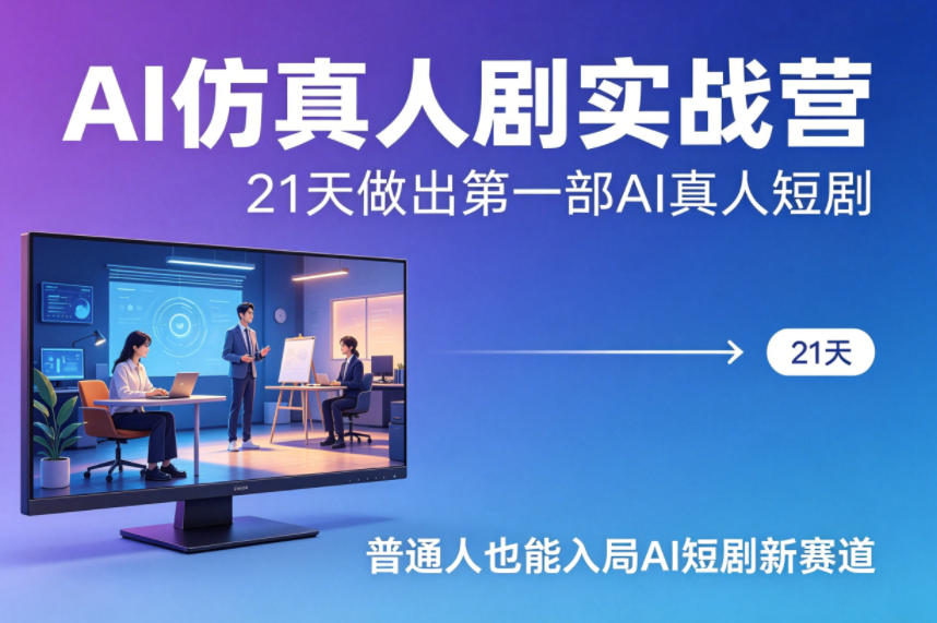 AI仿真人剧实战营，21天做出第一部AI真人短剧，普通人也能入局AI短剧新赛道-鸿图网创