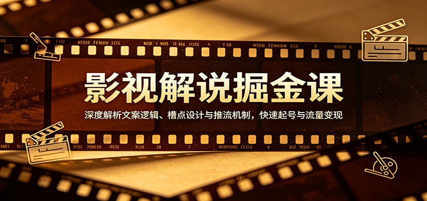 影视解说掘金课：深度解析文案逻辑、槽点设计与推流机制，快速起号与流量变现-鸿图网创