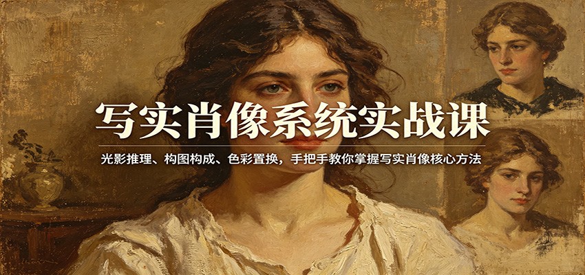 写实肖像系统实战课：光影推理、构图构成、色彩置换，手把手教你掌握写实肖像核心方法-鸿图网创