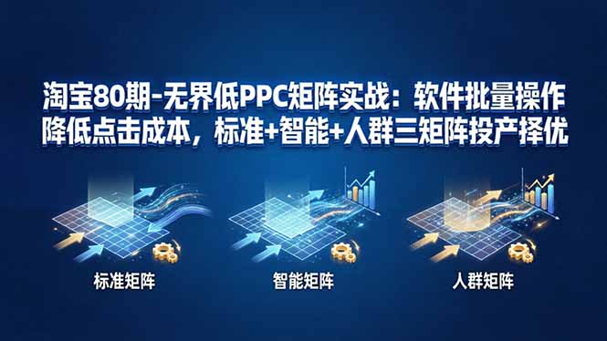 淘宝80期-无界低PPC矩阵实战：软件批量操作降低点击成本，标准+智能+人群三矩阵投产择优-鸿图网创