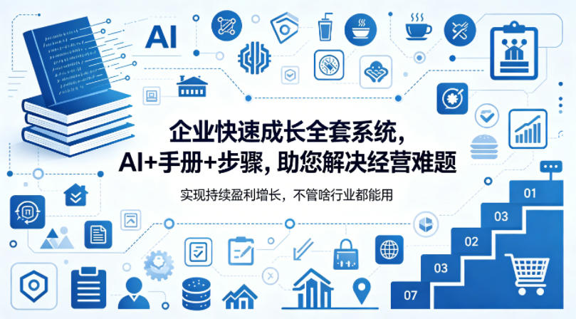 企业快速成长全套系统，AI+手册+步骤，助您解决经营难题，实现持续盈利增长，不管啥行业都能用-鸿图网创