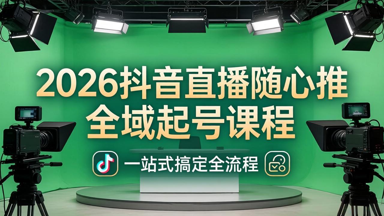 2026抖音直播随心推全域起号课程：一站式搞定直播起号、稳号、放量全流程(更新4月-鸿图网创