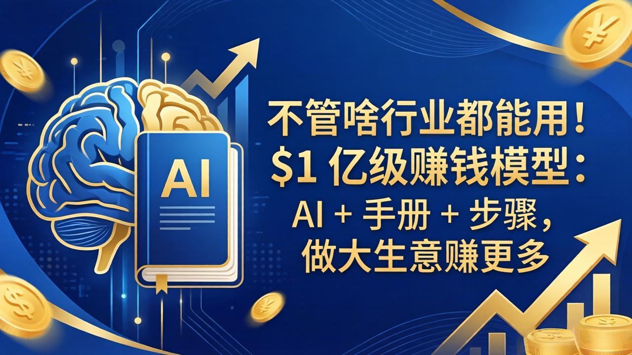 不管啥行业都能用！$1 亿级赚钱模型：AI + 手册 + 步骤，做大生意赚更多-鸿图网创